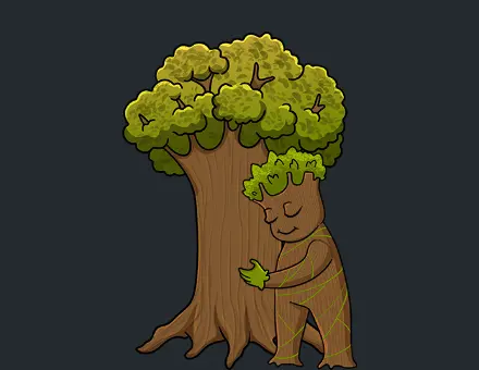 Cartoon Tree Hug Lottie animation preview