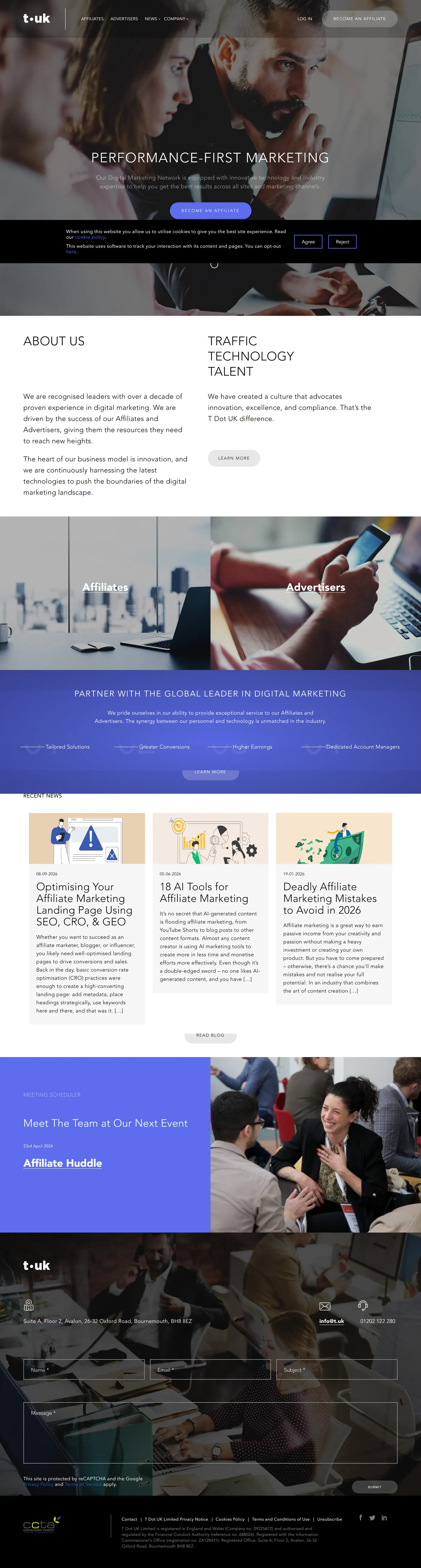 T.uk (TdotUK) website, full desktop page
